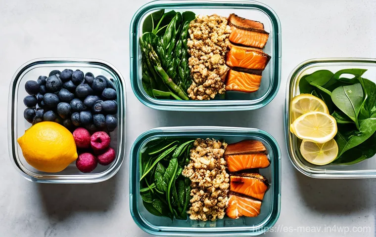 항염증 식단을 위한 식사 준비 팁 - Prompt 1: Vibrant Anti-inflammatory Meal Prep Showcase**