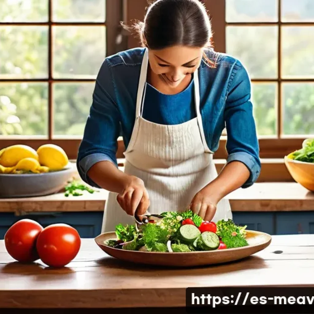 항염증 식단과 혈압 관리 - A vibrant and colorful Mediterranean-style kitchen scene featuring a variety of fresh fruits and veg...