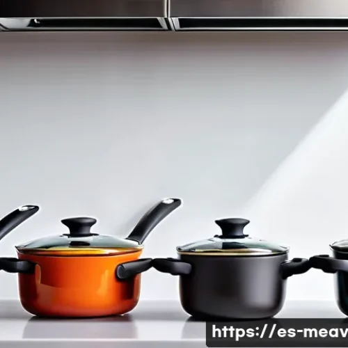 Home 33 항염증 식단을 위한 건강한 요리 도구 - A modern kitchen scene focused on a variety of cookware designed for healthy cooking: ceramic pots w...